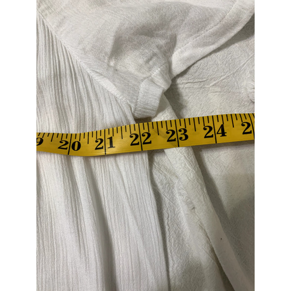 ~ J. Jill Lg Ivory Embroidered Blouse Sheer V-neck Button Up Boho Feminine Beach - Picture 4 of 7